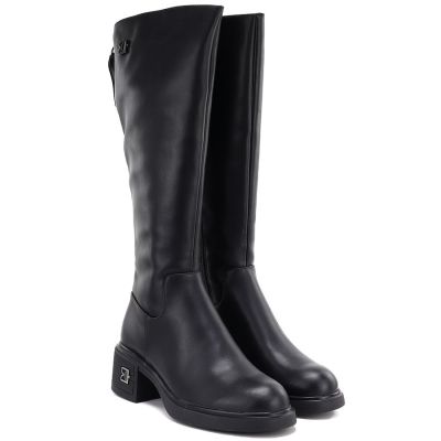 4. Schwarze Damen-Ankle-Boots aus Leder, Vinceza FIO27-67056