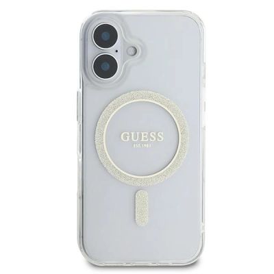 3. Guess IML Glitter Circle MagSafe Hülle für iPhone 16 – transparent