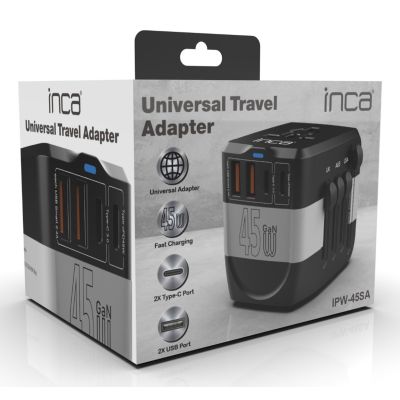 4. Inca IPW-45SA Universal-Netzsteckeradapter (schwarz)