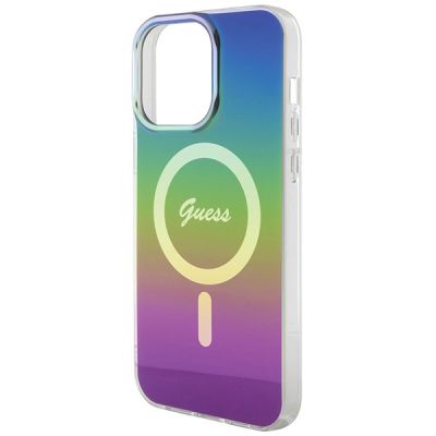 6. Guess IML Iridescent MagSafe Hülle für iPhone 15 Pro – Schwarz
