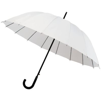 2. LANGER HALBAUTOMATISCHER REGENSCHIRM MIT 16 STREBEN, WEISS, SEMI LINE