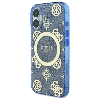 2. Guess IML Peony On 4G Background MagSafe Hülle für iPhone 16 – Blau