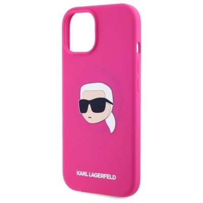 6. Karl Lagerfeld KLHMP15SSKHPPPLF iPhone 15 6,1" Fuchsia/Fuchsia Hardcase Silikon Karl Head Print MagSafe