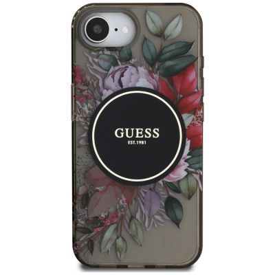 3. Guess IML Flowers MagSafe iPhone 16e Hülle - Schwarz