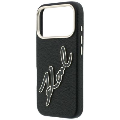 6. Karl Lagerfeld Schutzhülle mit großem, glattem Harz-Logo für iPhone 18 Pro / 17 Pro – Schwarz