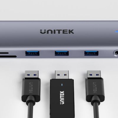12. UNITEK D1113BGY01 Hubs und Konzentratoren 2 x USB 3.2 Gen 2 (3.1 Gen 2) Typ-C 1000 Mbit/s Grau