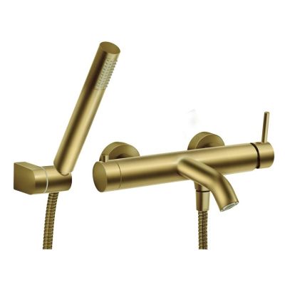 Badewannenarmatur mit Duschset, gebürstetes Gold