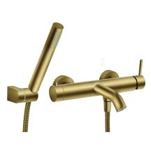 Badewannenarmatur mit Duschset, gebürstetes Gold