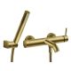 Badewannenarmatur mit Duschset, gebürstetes Gold