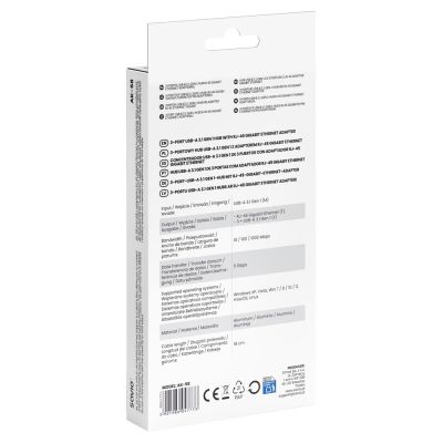 8. SAVIO AK-58 3-Port USB-A Hub mit RJ-45 Adapter