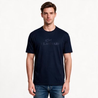 Paul&Shark Herren-T-Shirt aus Baumwolle und Lyocell, Marineblau, 26411007-13