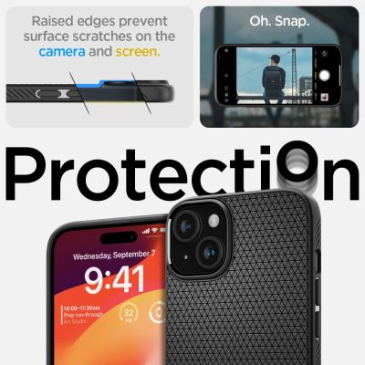 13. Spigen Liquid Air Hülle für iPhone 15 Plus – Mattschwarz