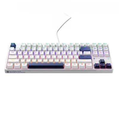 Machenike K500B-B87 Kabelgebundene mechanische Gaming-Tastatur mit Hintergrundbeleuchtung, rote Schalter - Weiß