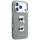 4. Karl Lagerfeld Saffiano-Hülle mit Karl & Choupette-Kopf-Pins und Logo für iPhone 18 Pro / 17 Pro – Grau