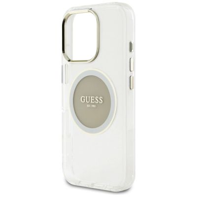 6. Guess IML Metal Colored Circle Classic Logo MagSafe Hülle für iPhone 16 Pro - Grau