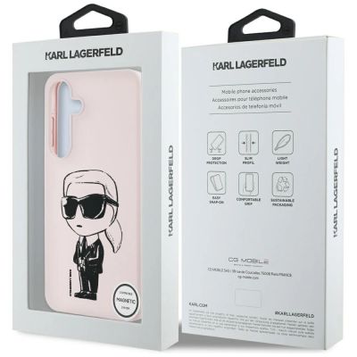 8. Karl Lagerfeld Silikon-Graffiti-Ikonik-Logo-bedruckte MagSafe Samsung Galaxy S25 Hülle Pink