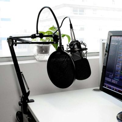2. MEDIA-TECH Richtmikrofon mit Kondensator und Zubehörset, Silber, MT397S
