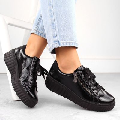 11. Rieker W N2501-00 schwarze Keilschuhe