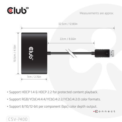 3. USB Club Hub 3D MST (Multi Stream Transport) DisplayPort 1.4 auf 4x DisplayPort, vier Monitore, 4x 4K30Hz, 8K30Hz