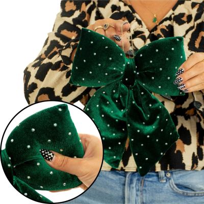 19. Grüne Dekoschleife 20x23 cm Glimmer