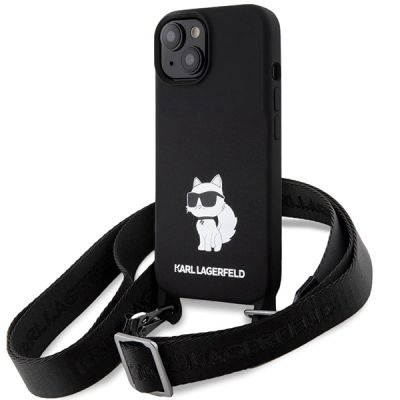 Karl Lagerfeld KLHCP15SSCBSCNK iPhone 15 6,1" Hardcase schwarz/schwarz Crossbody Silikon Choupette