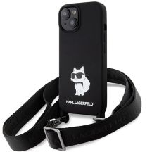 Karl Lagerfeld KLHCP15SSCBSCNK iPhone 15 6,1" Hardcase schwarz/schwarz Crossbody Silikon Choupette