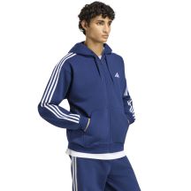 adidas Essentials Fleece-Kapuzenjacke für Herren mit 3 Streifen und durchgehendem Reißverschluss, Marineblau, KY4144
