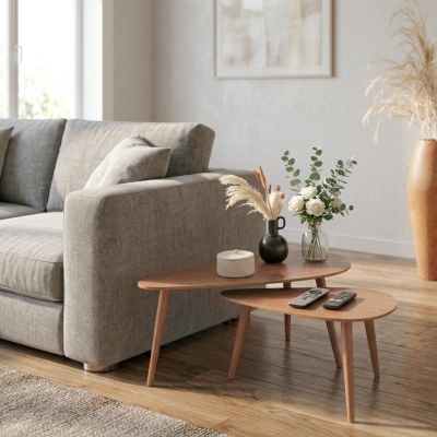 6. Set aus 2 Beistelltischen für das Wohnzimmer, MDF-Holz