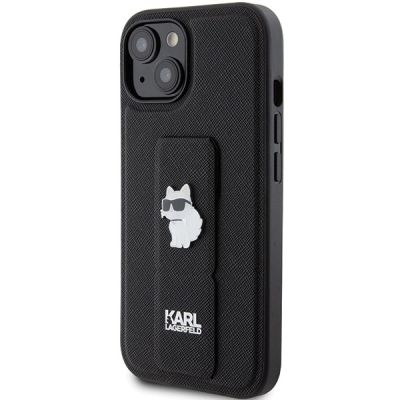 2. Karl Lagerfeld Gripstand Saffiano Choupette Pins Hülle für iPhone 15 – Schwarz