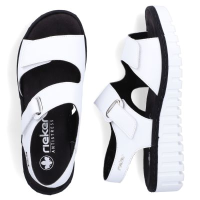 4. Weiße Keilsandalen aus Leder von Rieker, Modell V1382-80