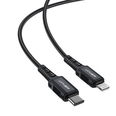 3. Acefast C4-01 Lightning – USB-C PD-Kabel 30 W 3 A 480 Mbit/s 1,8 m – Schwarz