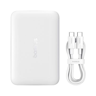 2. Baseus EnerFill FM11 Ultra-Mini 10000mAh 22,5W MagSafe kompatible Powerbank mit Baseus Simple USB-C 20V/3A 30cm Kabel - Weiß