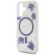 6. Guess Resin Flowers Glitter MagSafe Hülle für iPhone 16 - Lila