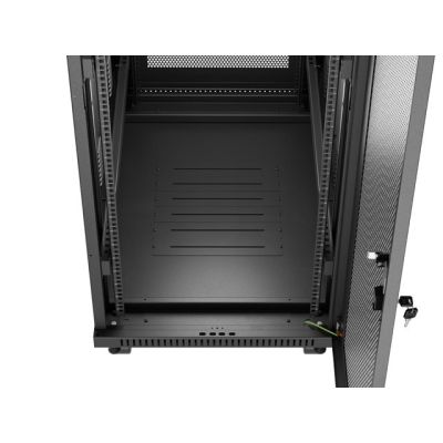 11. 19" 32U 600x1000 schwarzer Stand-Rack-Schrank mit perforierten Türen LCD Lanberg (Flat Pack)