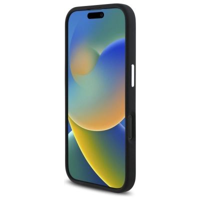 5. Mercedes Silikonhülle mit blauem Streifen und MagSafe-Funktion für iPhone 16 – Schwarz