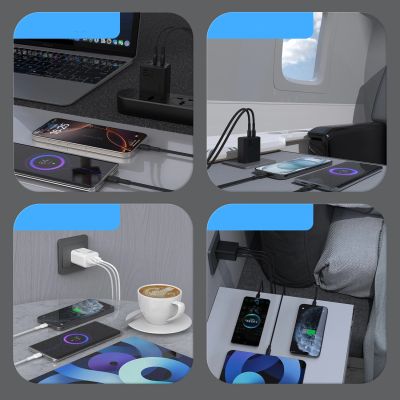 6. Dudao A29 65W GaN Wandladegerät 2 x USB-C + 1 x USB-A - Schwarz
