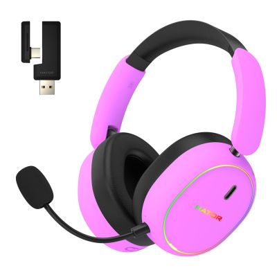 12. HATOR Phoenix 2 Kabelloses Gaming-Headset mit Kopfbügel, USB Typ-C / USB Typ-A, Bluetooth, Lila