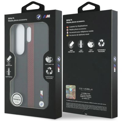 8. BMW MagSafe-Hülle mit perforiertem Streifenlogo für Samsung Galaxy S26 Ultra – Rot