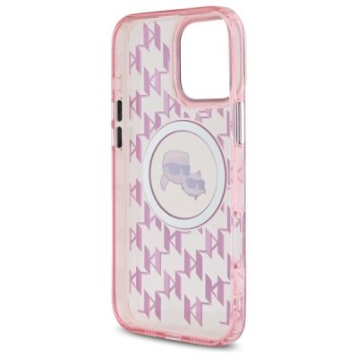 7. Karl Lagerfeld IML Monogram Karl & Choupette Head MagSafe-Hülle für iPhone 16 Pro – Rosa
