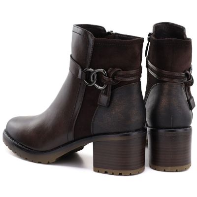 9. Gefütterte Damen-Ankle-Boots mit Blockabsatz, braun, Potocki SZ12873