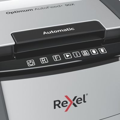 4. Rexel Optimum AutoFeed+ 90X Aktenvernichter (P-4), 90 Blatt, 34-Liter-Auffangbehälter
