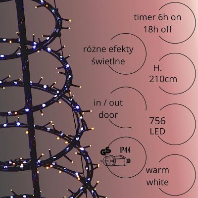 4. Dekorativer Weihnachtsbaum mit 756 LEDs und Wasserfalleffekt, 210 cm, Schwarz