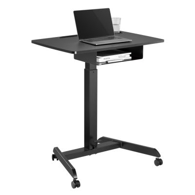 Maclean Laptop-Schreibtisch, höhenverstellbar, mit Schublade, schwarz, für sitzendes und stehendes Arbeiten, max. Höhe 113 cm, max. 8 kg, Größe M