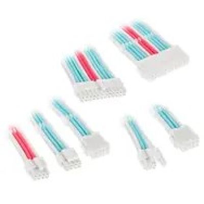 2. Kolink Core Adept Geflochtenes Kabelverlängerungsset – Strahlendes Weiß/Neonblau/Reines Rosa