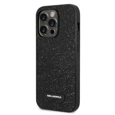 2. Karl Lagerfeld Glitzer-Logo-Hülle für iPhone 14 Pro Max – Schwarz