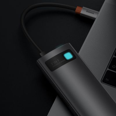 9. Baseus Metal Gleam Series multifunktionaler USB HUB 7in1 Typ C HDMI TF PD Kartenleser grau (WKWG020113)