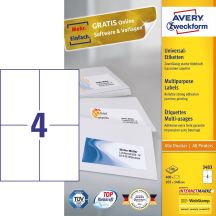 Avery 3483 Selbstklebende Etiketten Rechteckig Permanent Weiß 400 Stück.