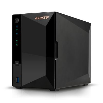 13. NAS Asustor AS3302T v2; Turm; 2x (3,5-Zoll-SATA-Festplatte/2,5-Zoll-SSD); Realtek RTD1619B, 2 GB DDR4, 1x 2,5 GbE, 3x USB 3.2