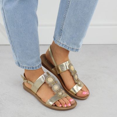 3. Flache Damensandalen mit Verzierung, Melissa Gold, Filippo DS6882