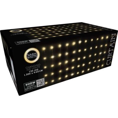 34. Weihnachtsbaumbeleuchtung, Lichtvorhang für den Außenbereich/Innenbereich, 120 LEDs, 300 x 60 cm, mit Fernbedienung, warmweiß